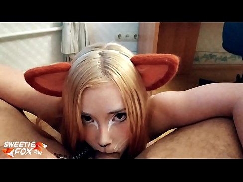 ❤️ キツネがチンポを飲み込み、口の中にザーメンを出す セックス ❌️❤